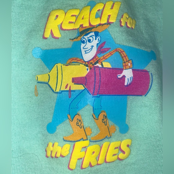 Disney Parks Pullover T-Shirt Top Toy Story Reach for the Fries Spirit Jersey - Picture 7 of 8
